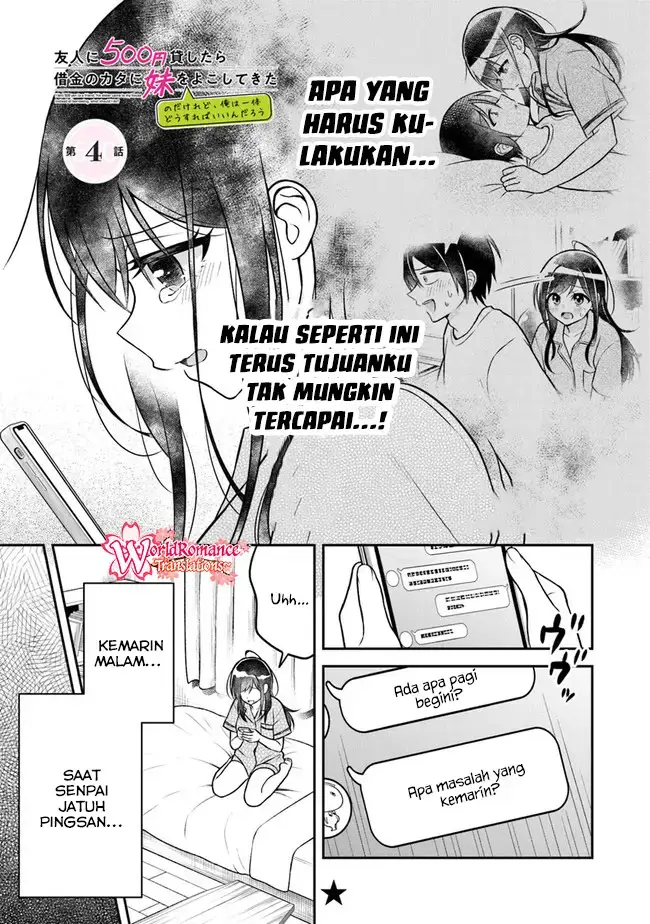 image-komik-yuujin-ni-500-yen-kashitara-shakkin-no-kata-ni-imouto-wo-yokoshite-kita-nodakeredo-ore-wa-ittai-dou-sureba-iindarou-chapter-4-1/28